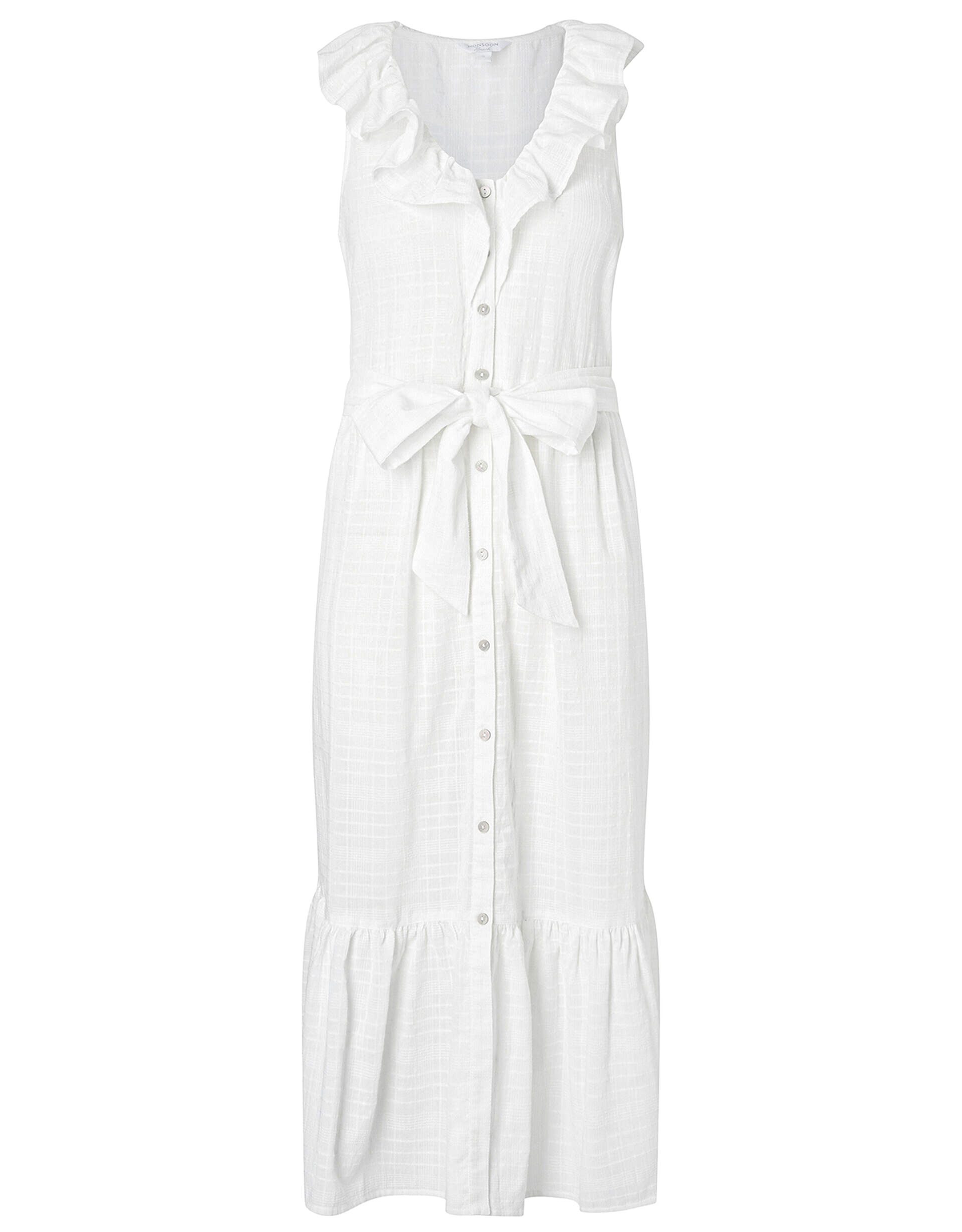 Embroidery Sleeveless White Cotton Dress